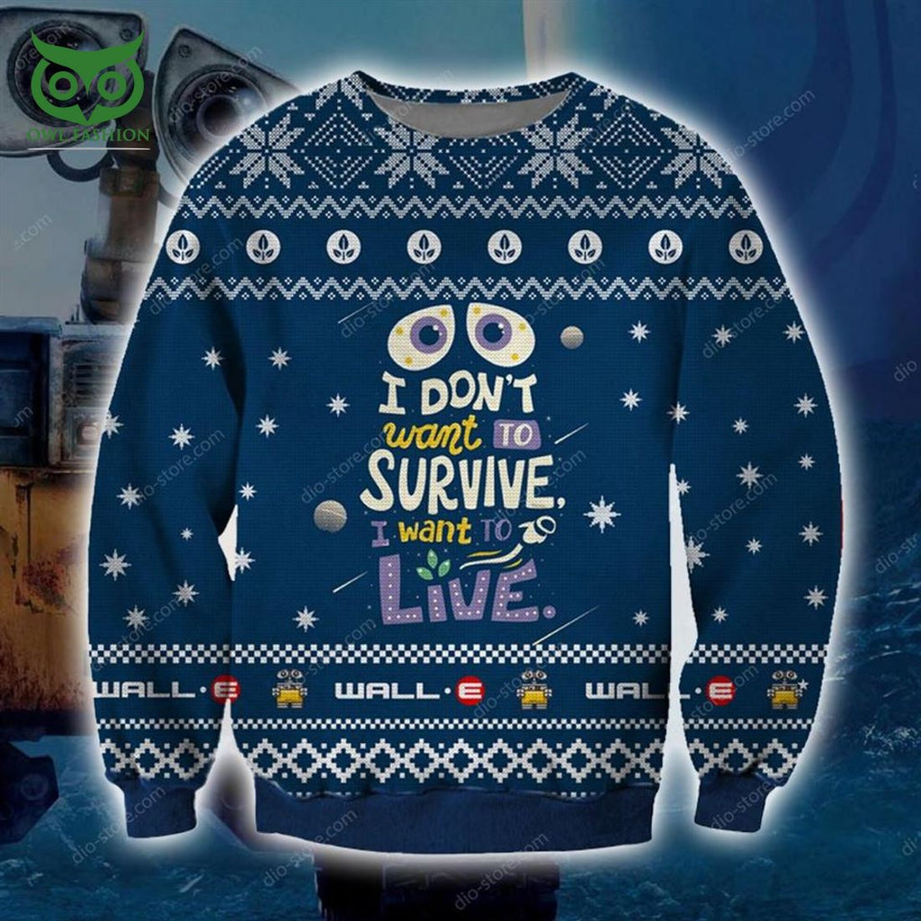 Wall-e Knitting Pattern 3d Print Ugly Christmas Sweater Sweatshirt Christmas