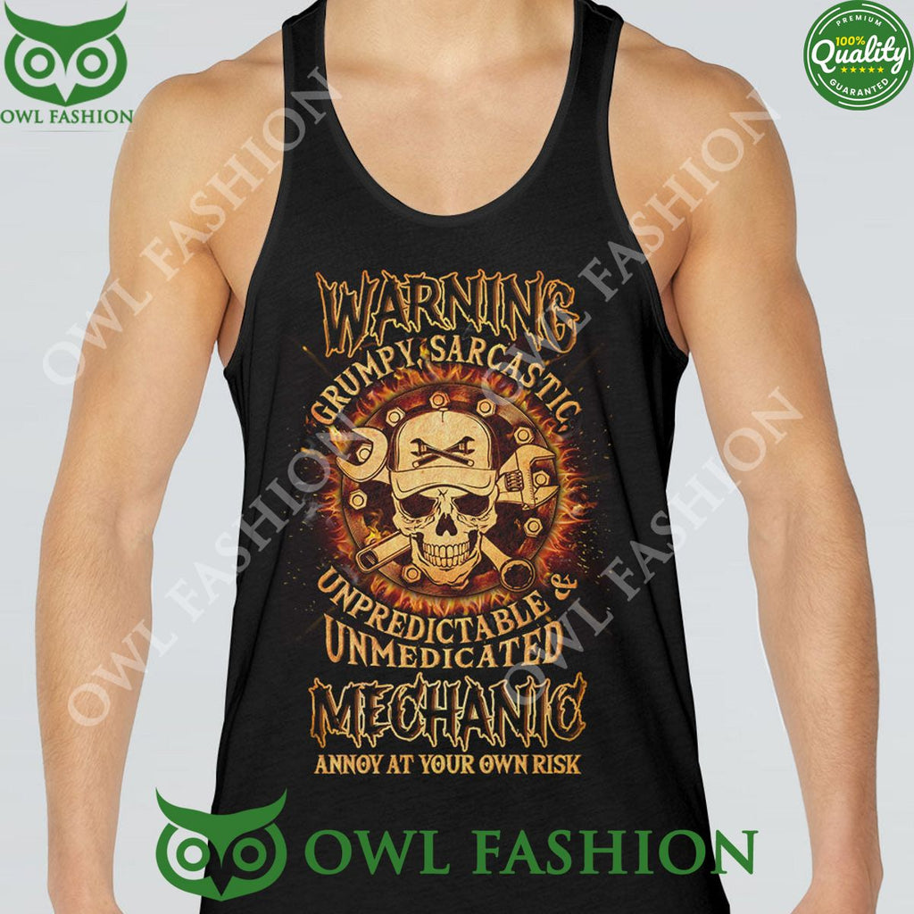 Warning Grumpy Sarcastic Mechanic Skull 3D Hoodie Shirt