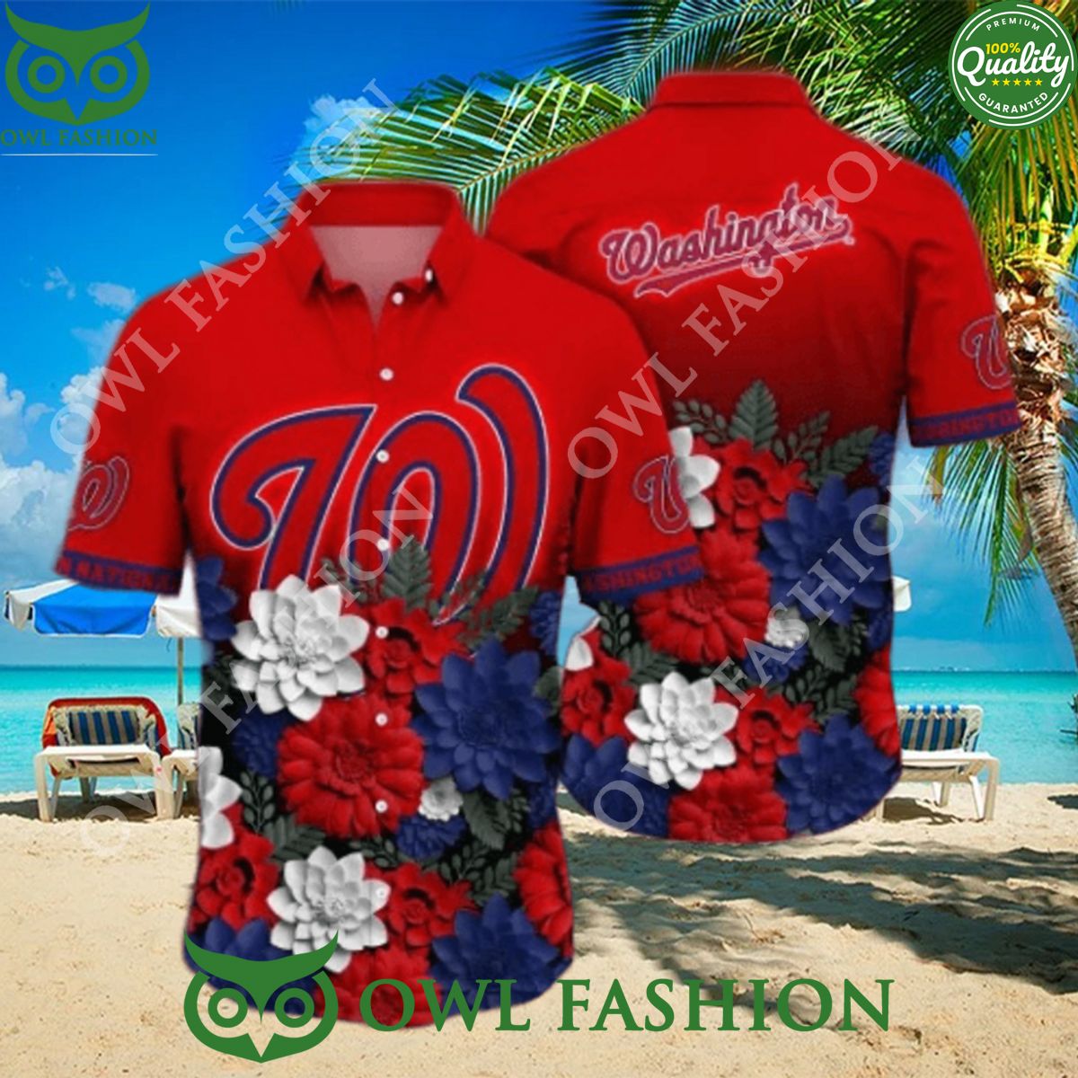 Washington Nationals MLB Flower Floral Hawaiian Shirt
