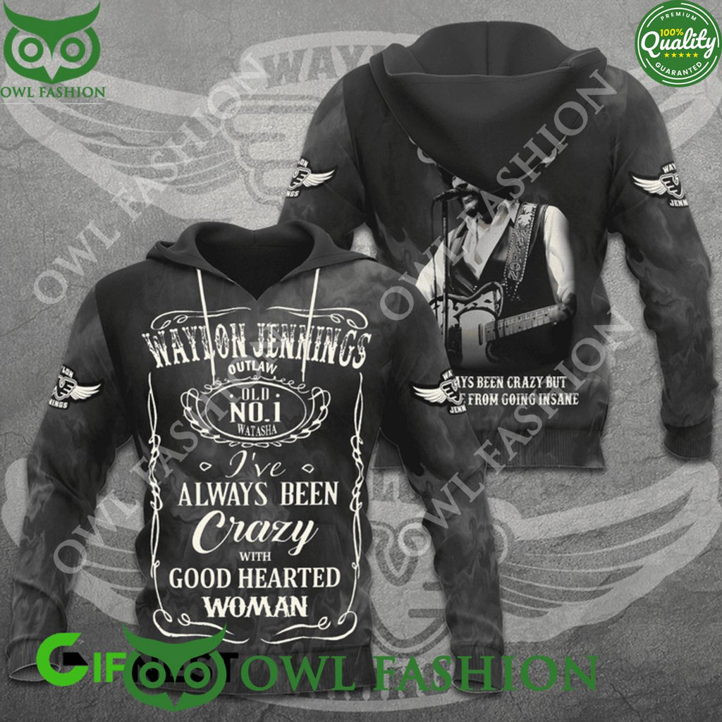 Waylon jennings Outlaw No 1 Crazy Hearted Woman Black on Black t shirt