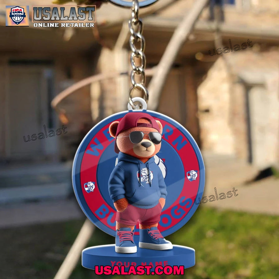 Western Bulldogs Football Club Teddy Bear Custom Keychain