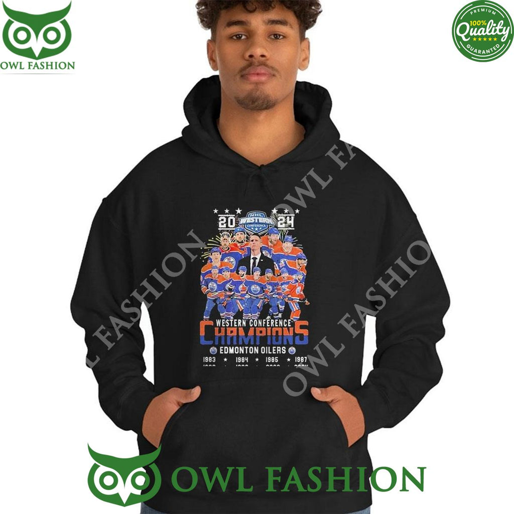 Western Conference 8 time Champions Edmonton Oilers 2024 Tshirt Hoodie