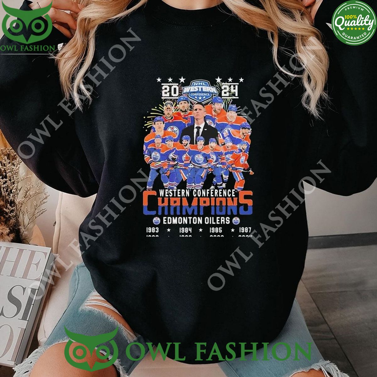 Western Conference 8 time Champions Edmonton Oilers 2024 Tshirt Hoodie