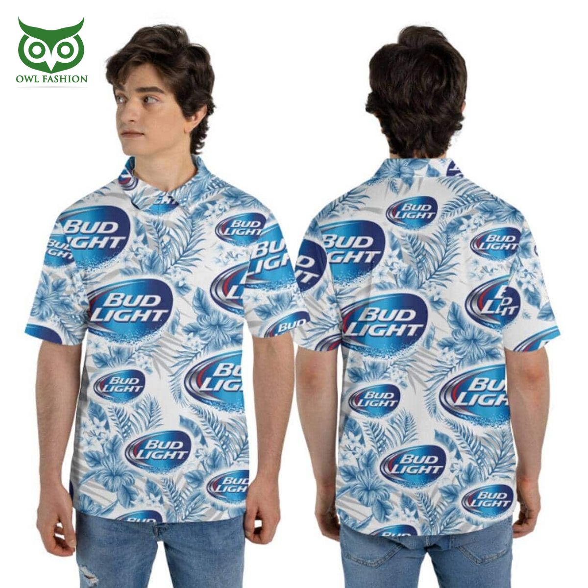 White Aloha Bud Light Premium Hawaiian Shirt Tropical Flower Gift For Beer Lovers