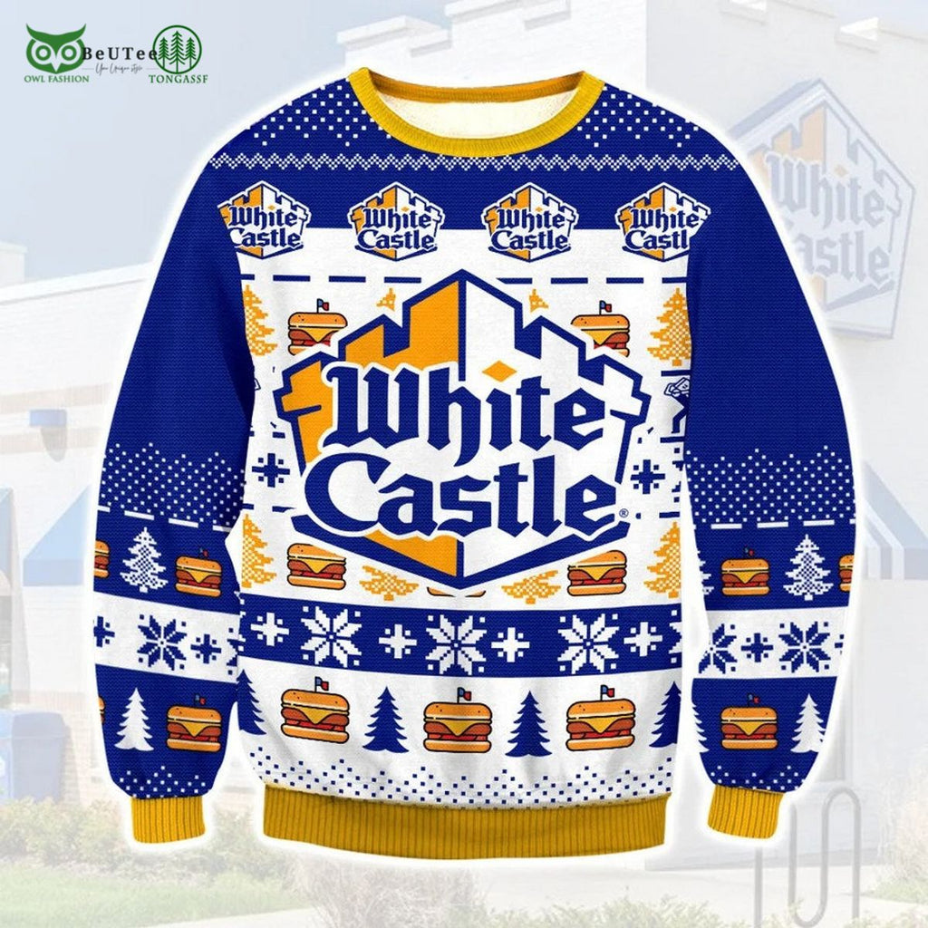 White Castle Burger Pizza Ugly Christmas Sweater