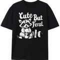 white_Cute But Feral Raccoon Meme Funny Graphic Streetwear Casual GA Crewneck Top Cotton Menswear T-Shirts, Hoodie,...