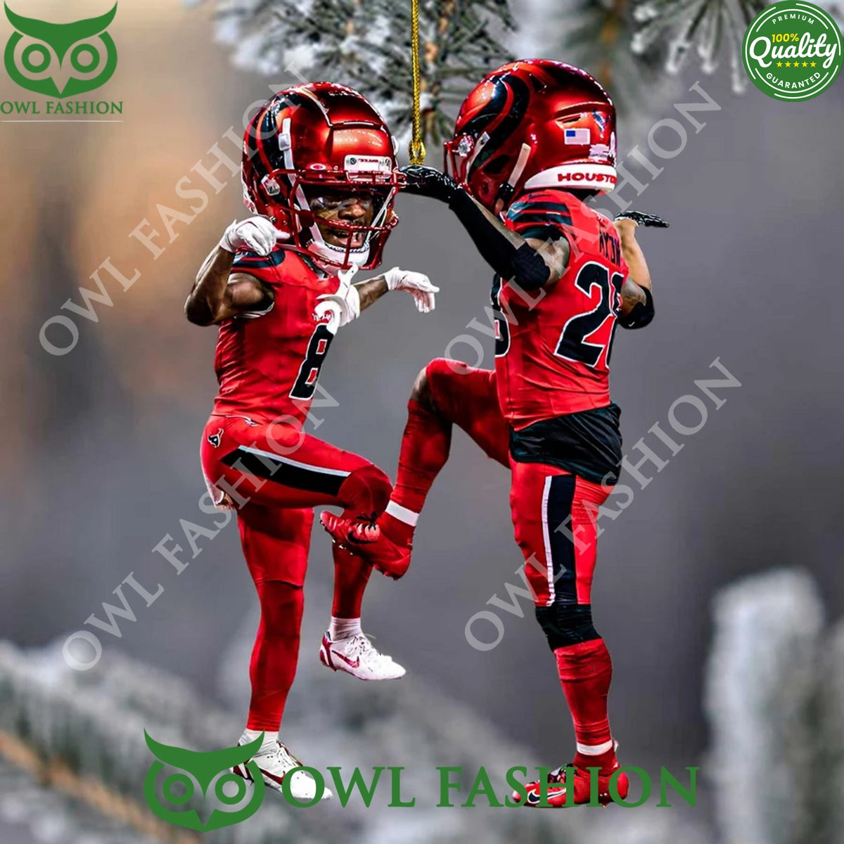 Wide receiver John Metchie III the Houston Texans player wears number 8 plastic ornament