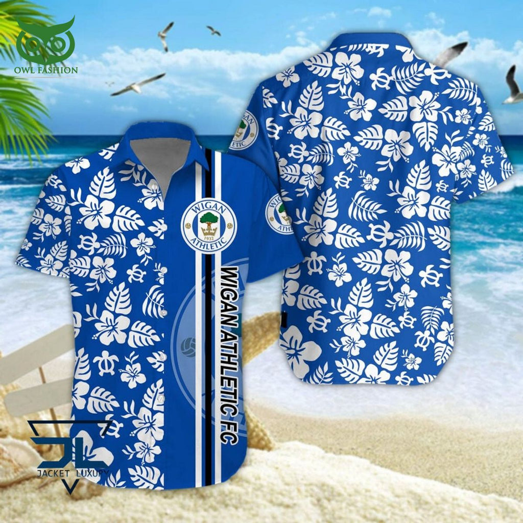 Wigan Athletic FC Logo EPL Championship Hawaiian Shirt