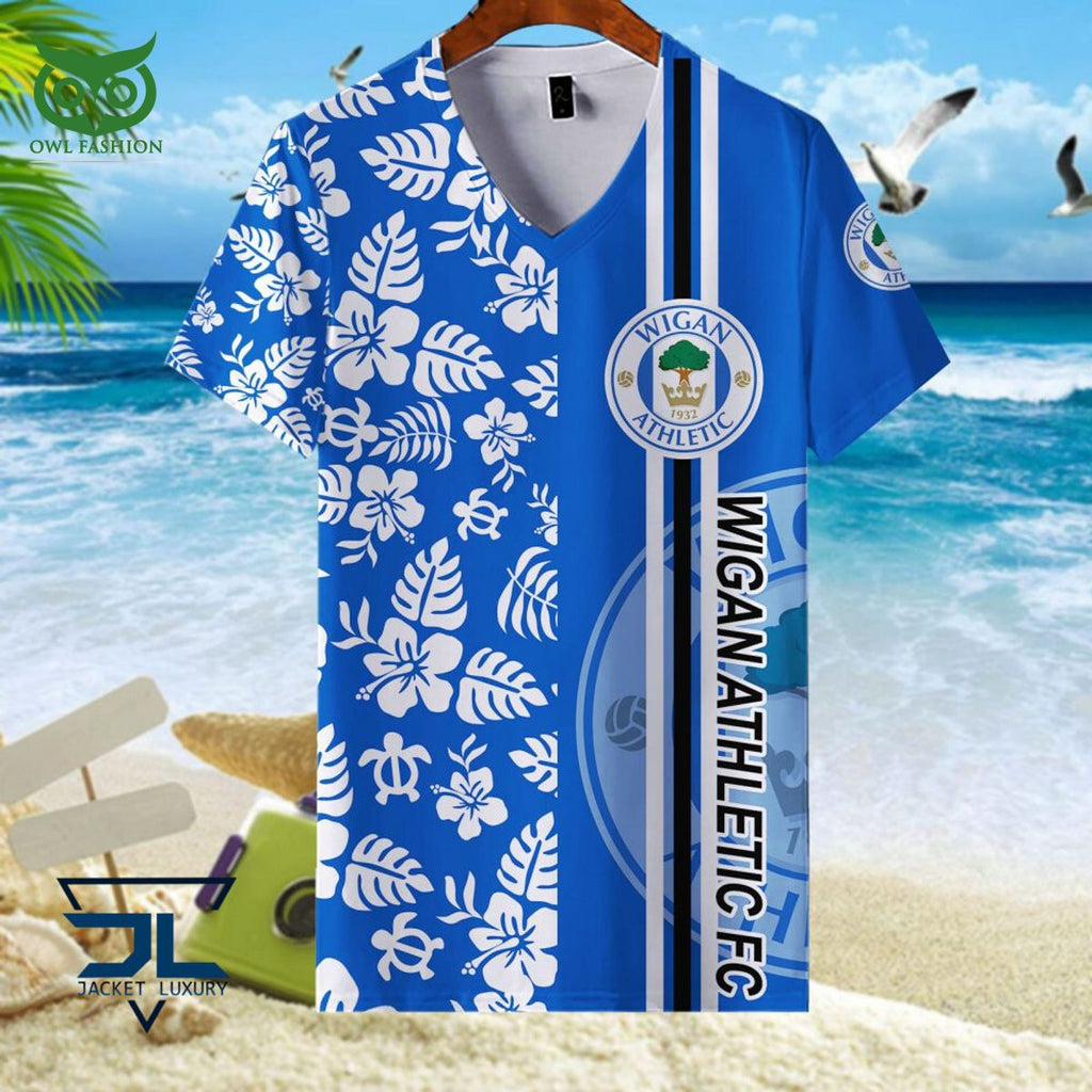 Wigan Athletic FC Logo EPL Championship Hawaiian Shirt
