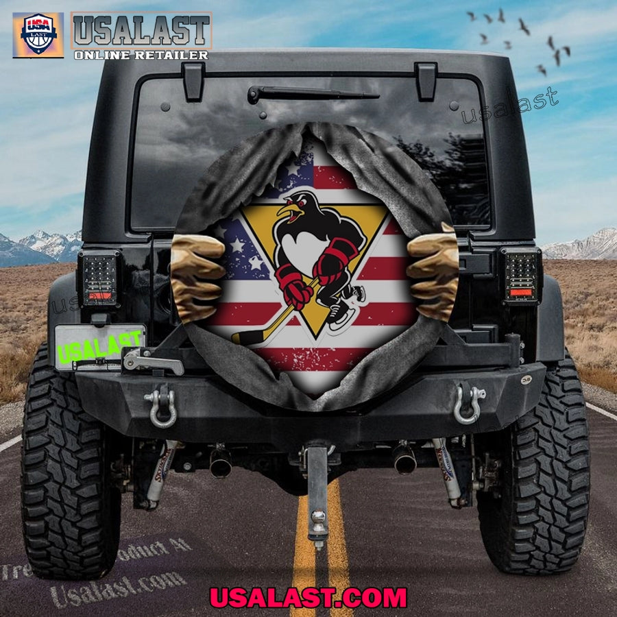 Wilkes-Barre Scranton Penguins AHL American Flag Spare Tire Cover