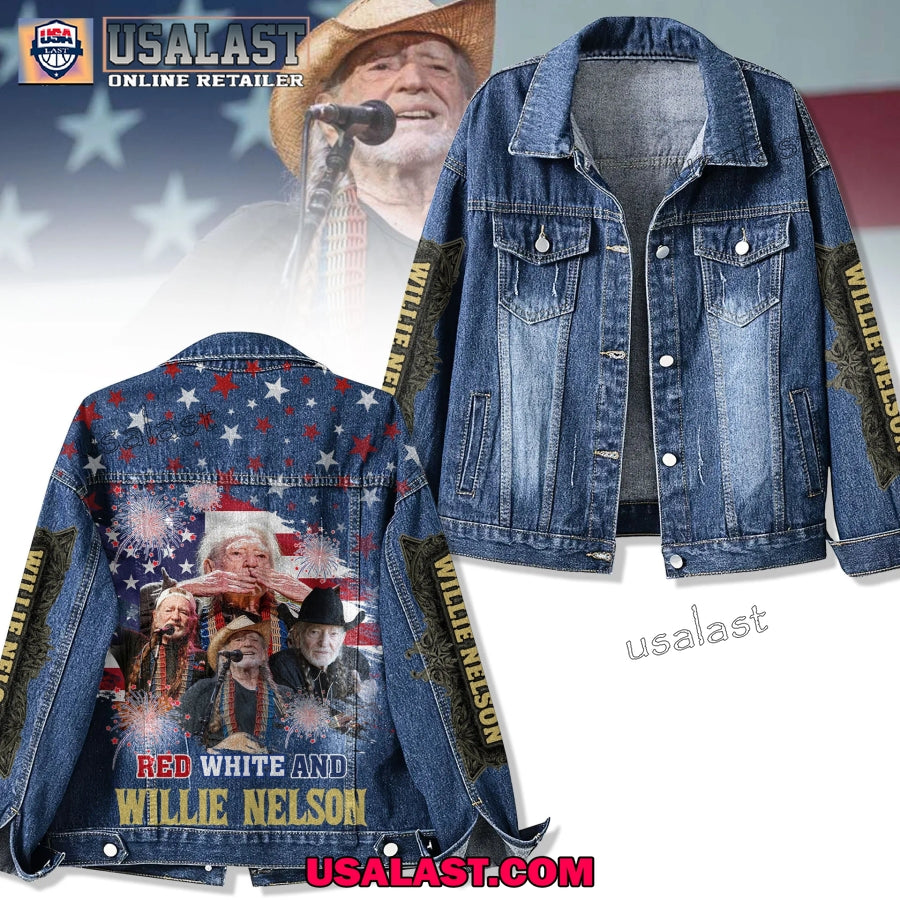 Willie Nelson American Flag Denim Jacket