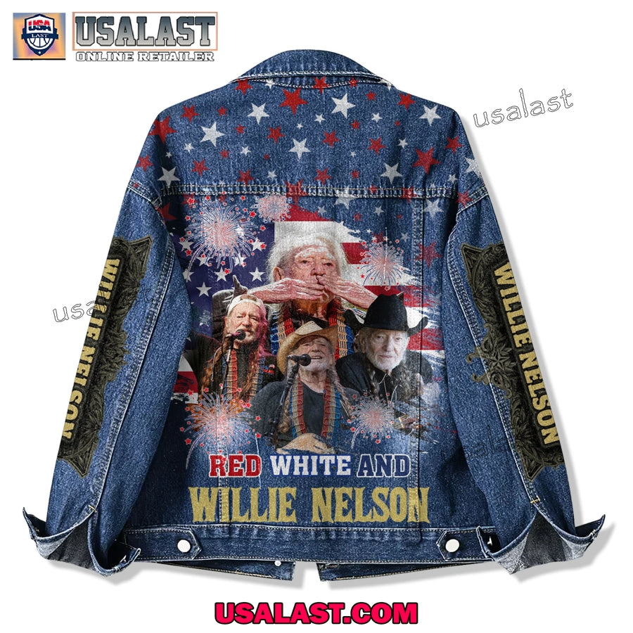 Willie Nelson American Flag Denim Jacket