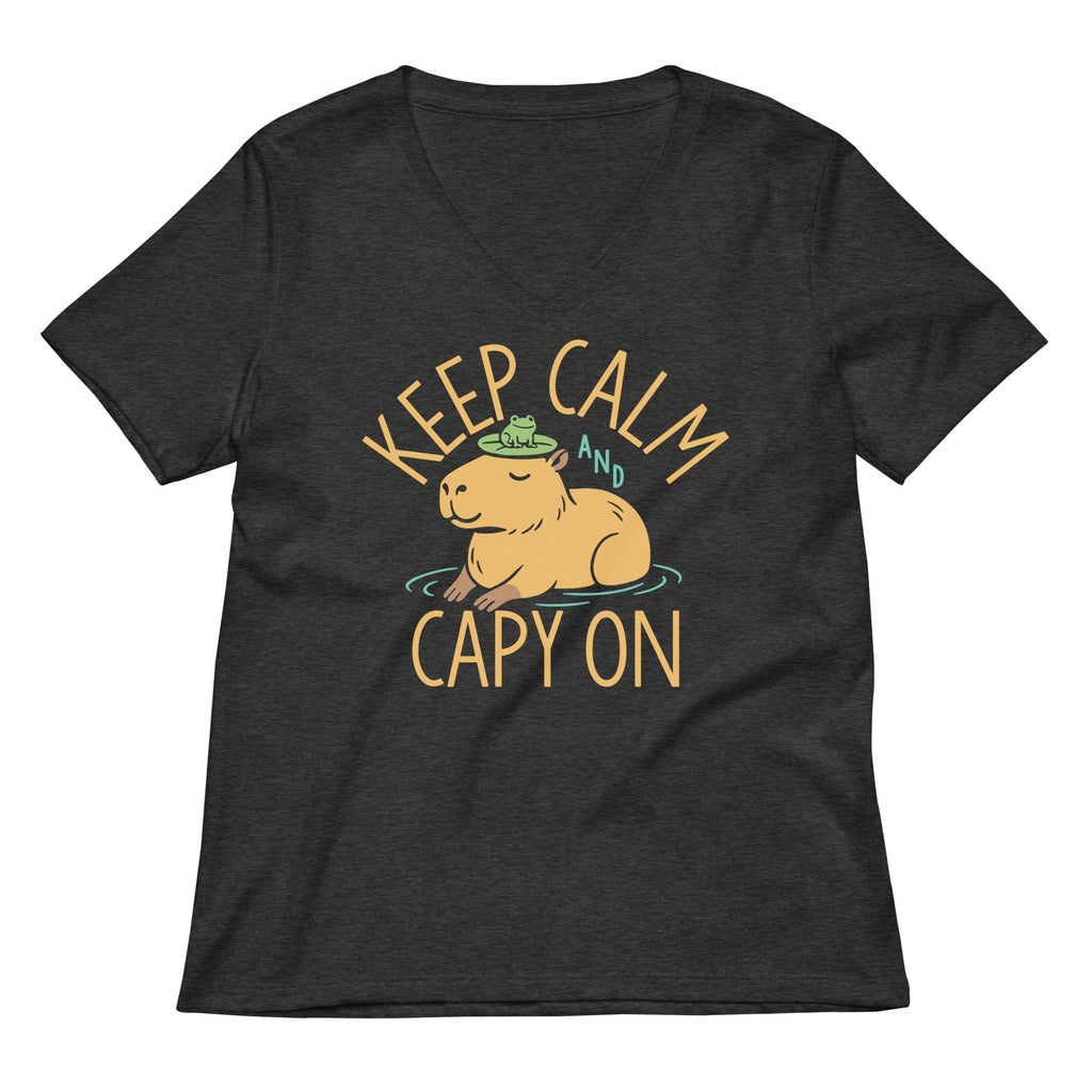 Keep Calm And Capy On Women's V-Neck Tee