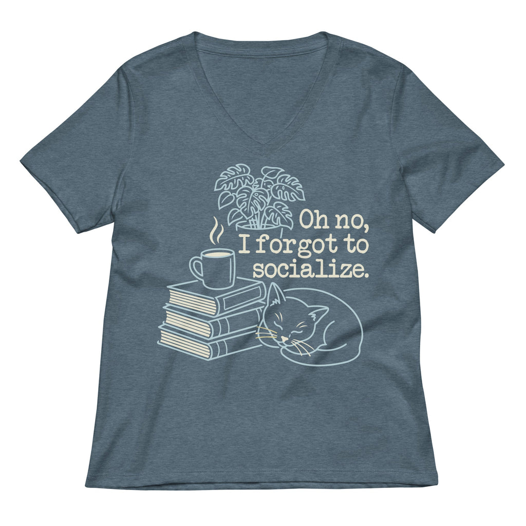 Oh No, I Forgot To Socialize Women's V-Neck Tee