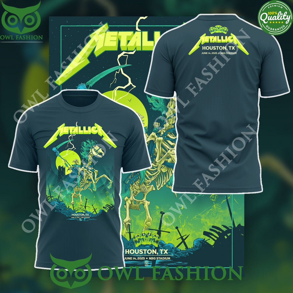 World Tour Houston Metalica Rock band horse skull t shirt