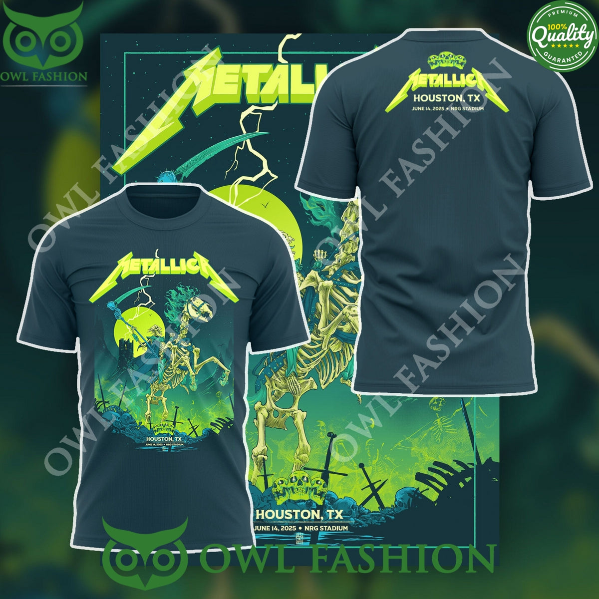 World Tour Houston Metalica Rock band horse skull t shirt