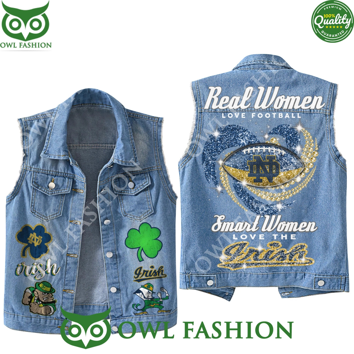 Notre Dame Fighting Irish Real Women Love Football Denim Jacket