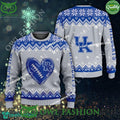Logo Pattern Heart Football Kentucky Wildcats Christmas Ugly Sweater