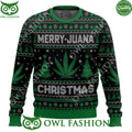 Marijuana Green Merry Ugly Christmas sweater