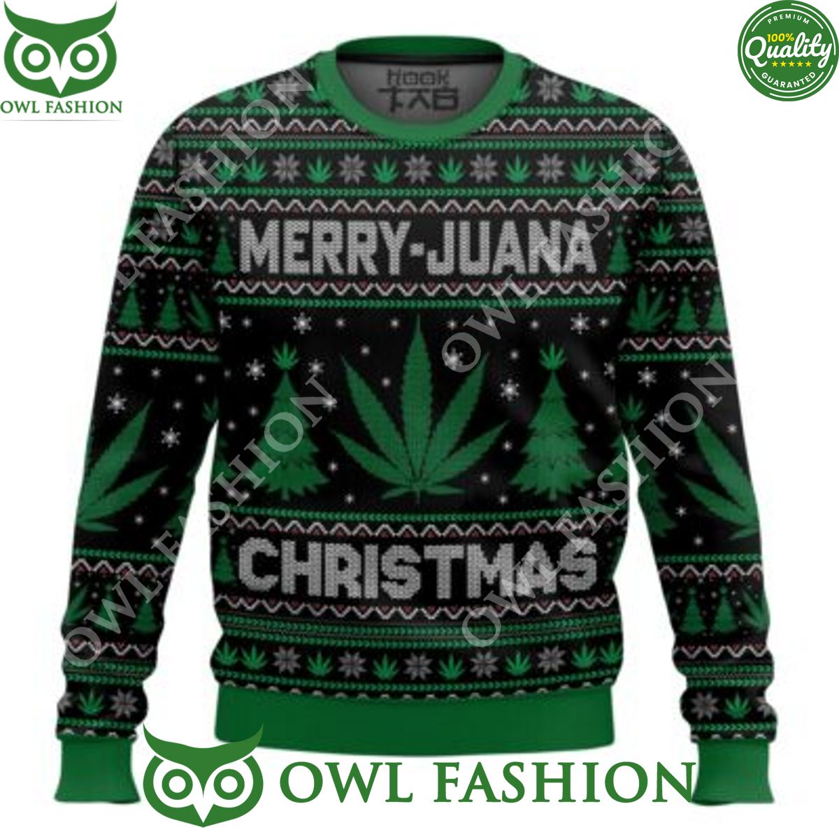 Marijuana Green Merry Ugly Christmas sweater
