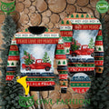 Xmas Flamingos Ride Red Truck Christmas Ugly Sweater 3D
