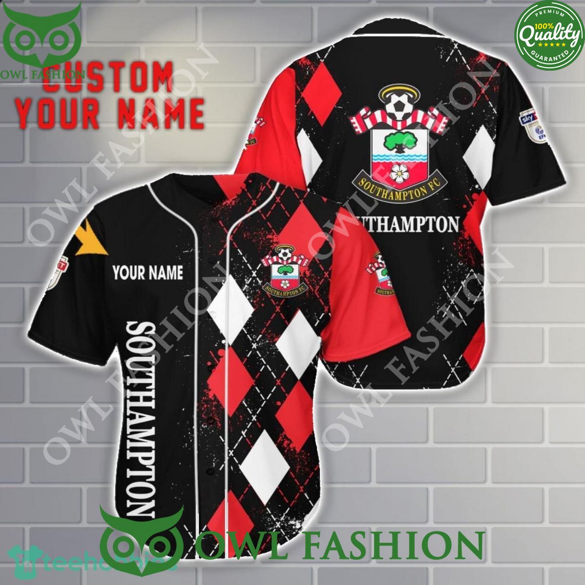Southampton Premier League Champion Customized 3D Baseball Jersey Shirt