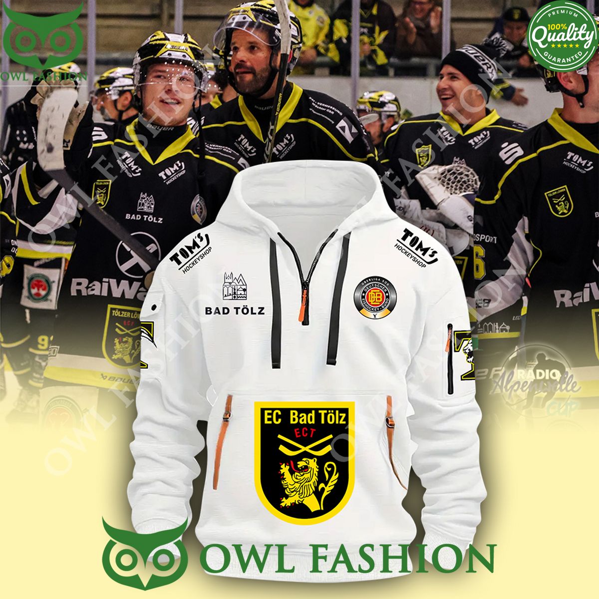Tolzer Lowen logo ice Hockey EC Bad Tolz Half zipper Hoodie