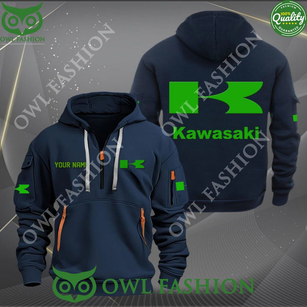 Kawasaki Motorcycle Powersports Personalized 2D quarter zip hoodie