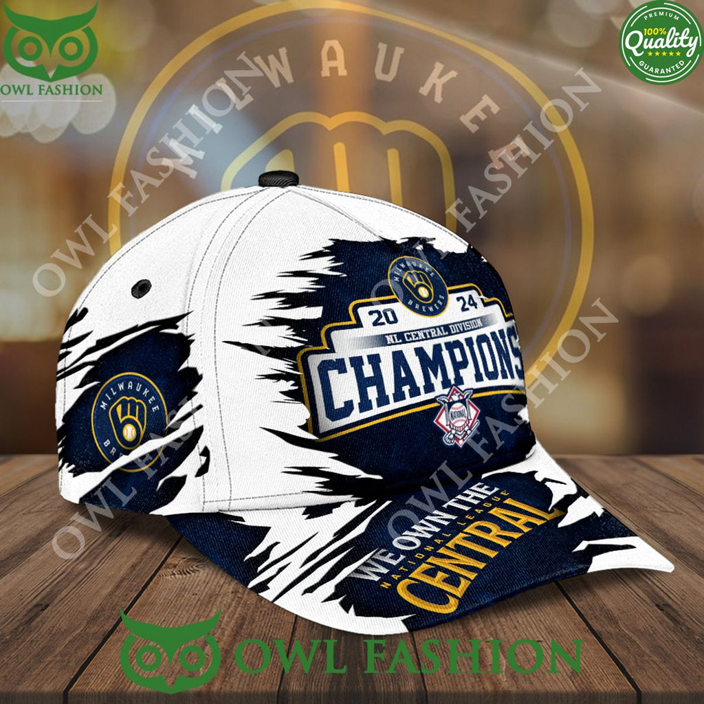 Milwaukee Brewers NL Central Division White Blue Classic Cap