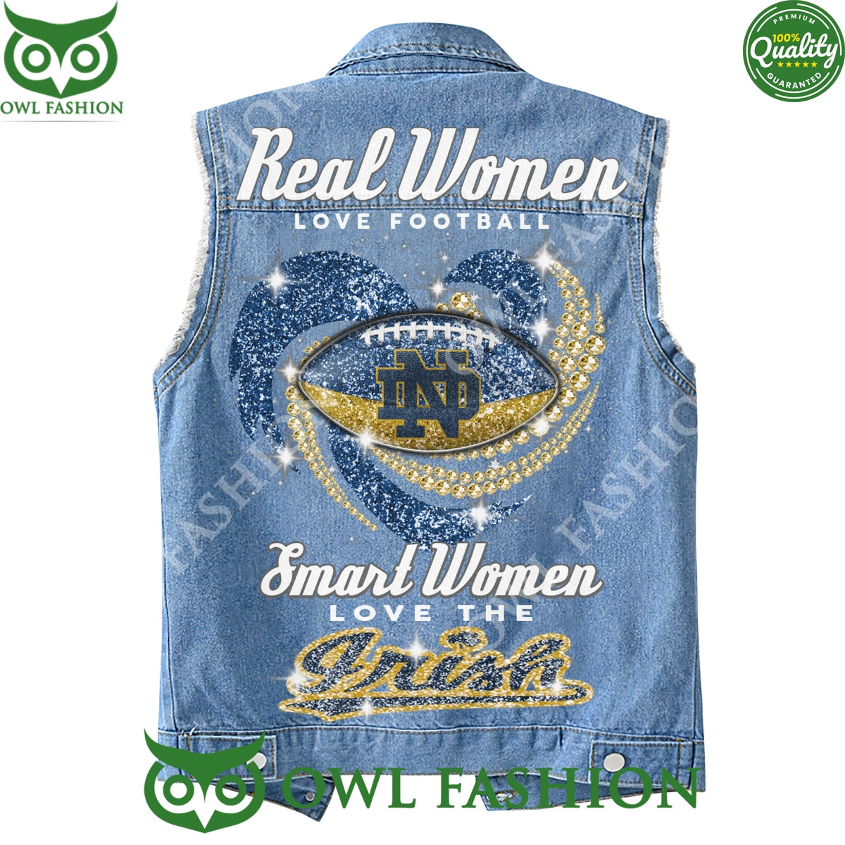 Notre Dame Fighting Irish Real Women Love Football Denim Jacket