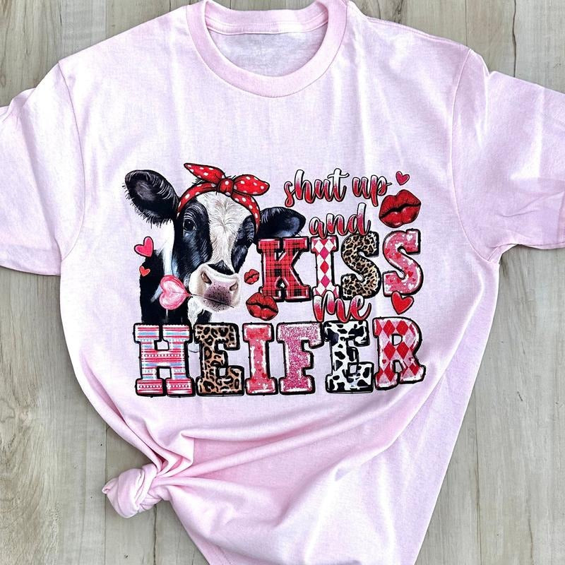 zKiss Me Heifer Graphic Tee Hoodie, Sweatshirt | RetroVerseTees.com