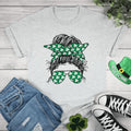 zMessy Bun St. Patrick's Day Graphic Tee Hoodie, Sweatshirt | RetroVerseTees.com