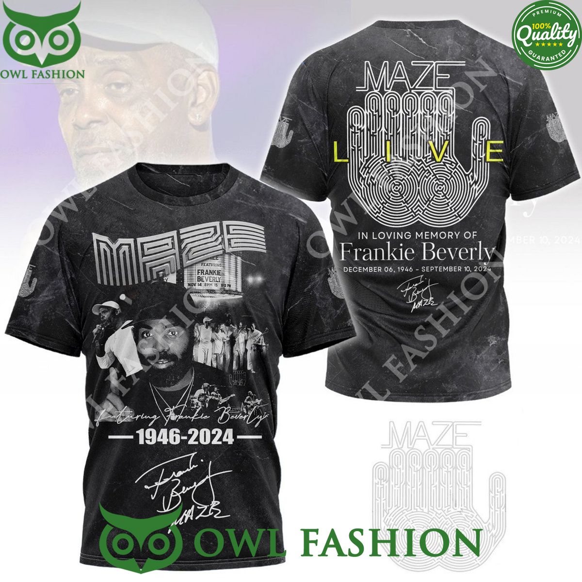 Frankie Beverly in loving of memories 1946 2024 maze live t shirt