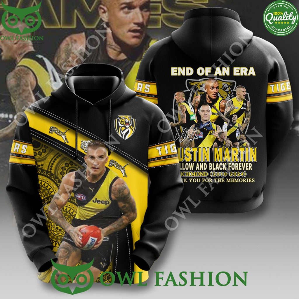 End of an era Richmond FC Dustin Martin black and Yellow forever 3D t shirt