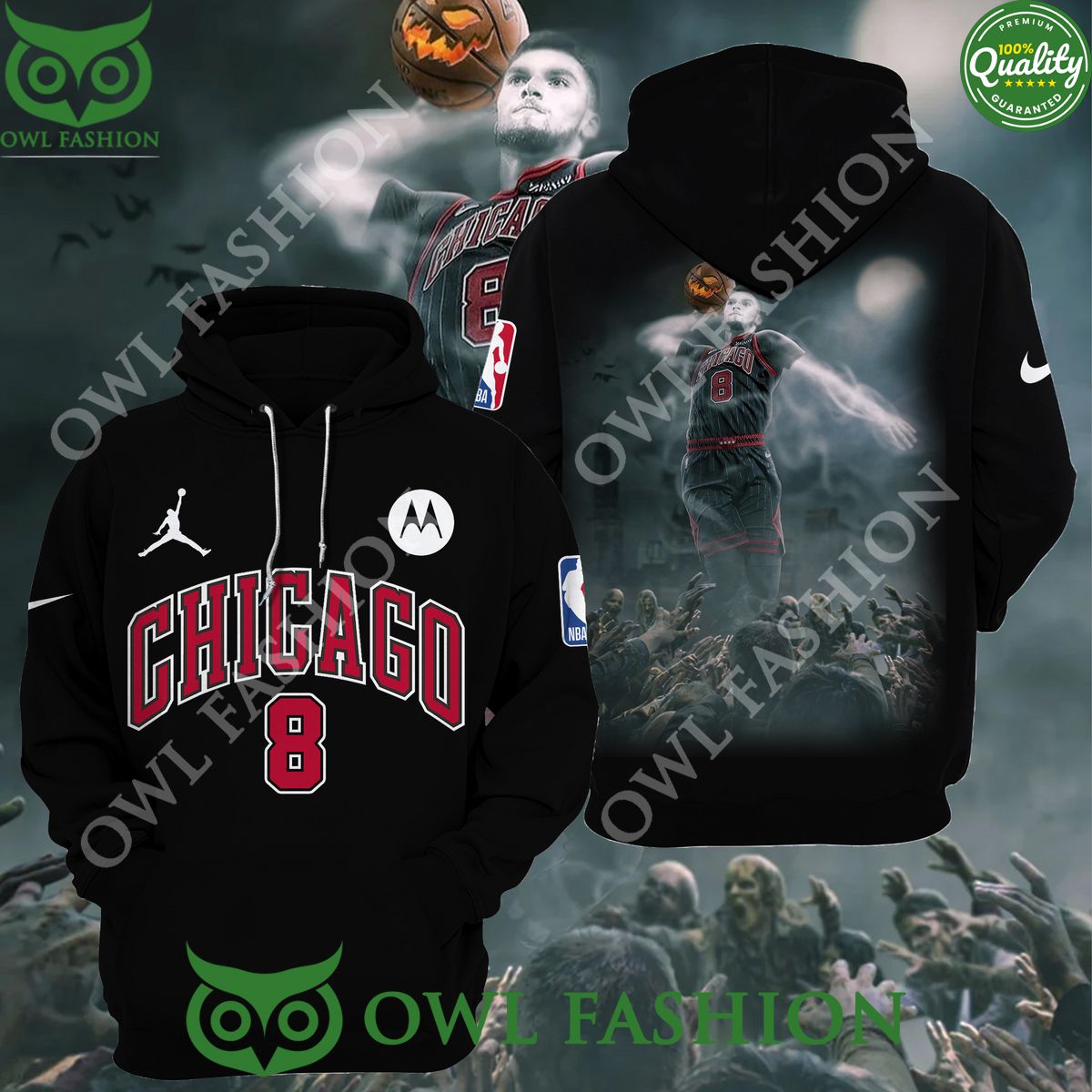 Zach LaVine Chicago Bulls 8 Black printed hoodie